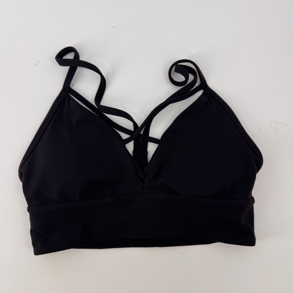 Lululemon Free To Be Bra Wild Women 4 Black Strappy V-Neck Luxtreme W7AS1S